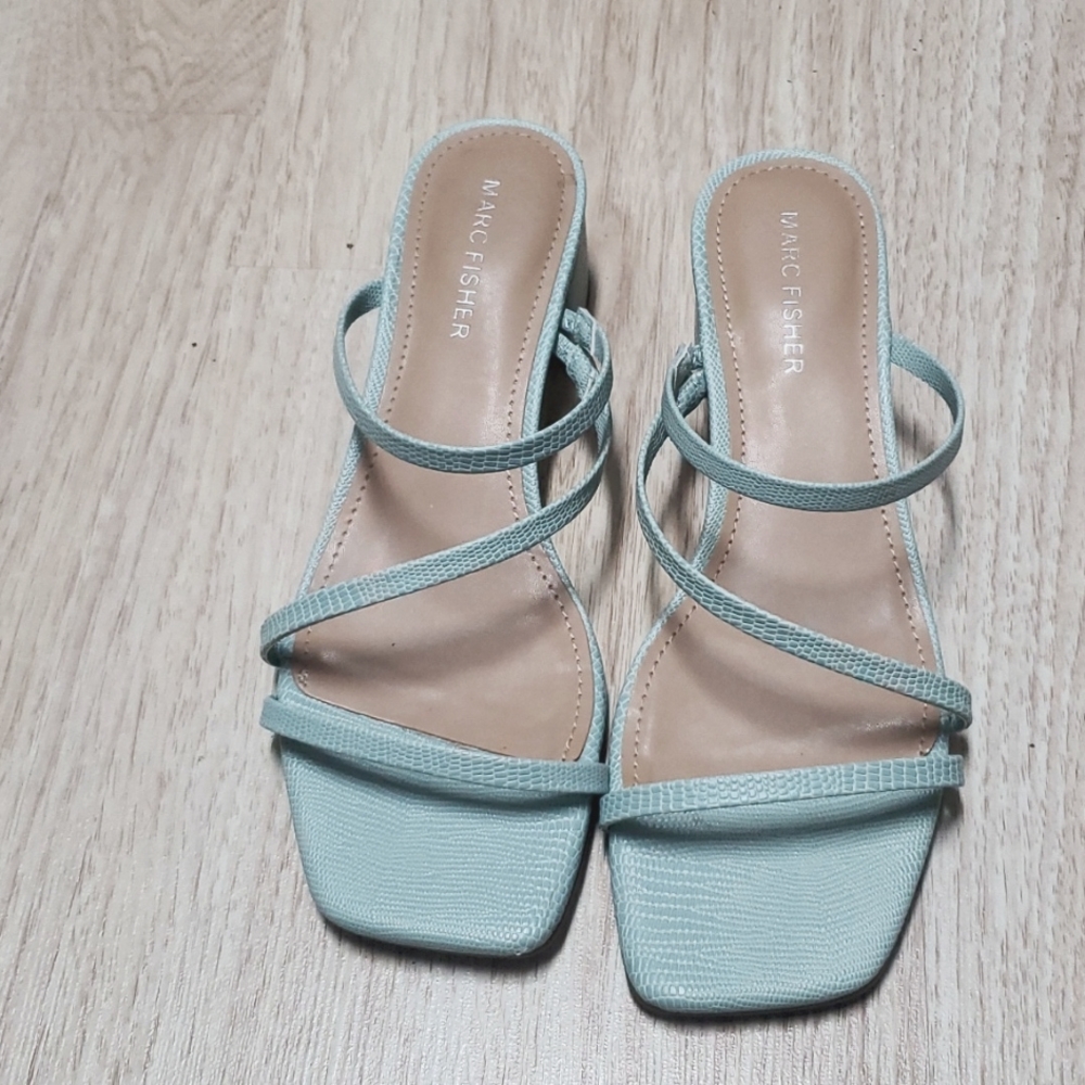 Marc Fisher | Light Blue Croc-Embossed Cary Sandal